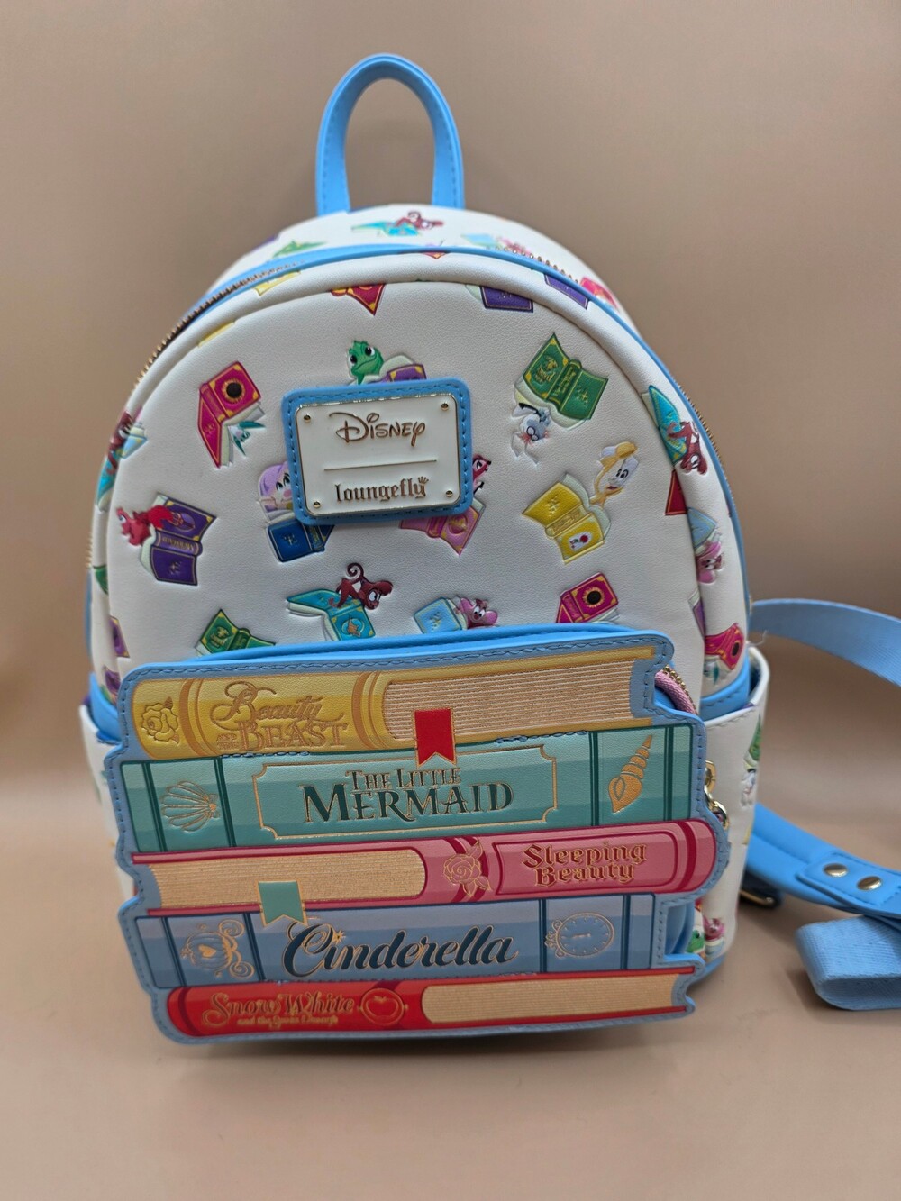 Loungefly Disney Backpack Light Cream Book Pattern - Small Purse